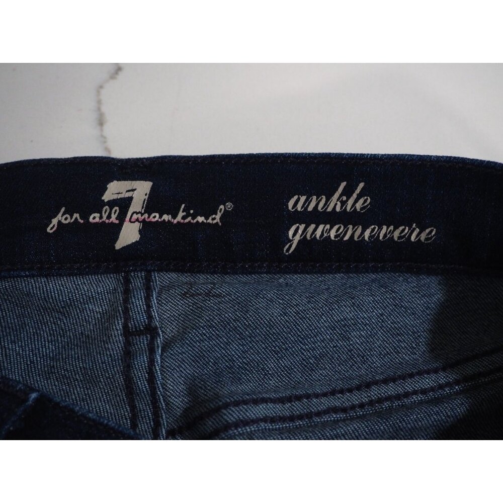 7 For All Mankind Blue Dark Wash Denim Ankle Gwenevere Skinny Jeans, Size 25 - Picture 8 of 11